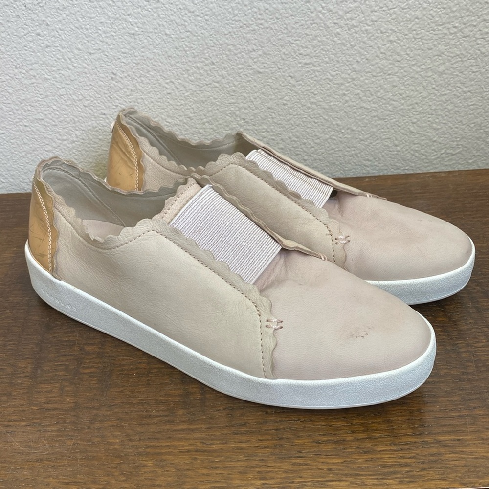 Cole Haan Grandpro Tennis Spectator Scallop Peach Blush Nubuck/Rose Gold Size 11